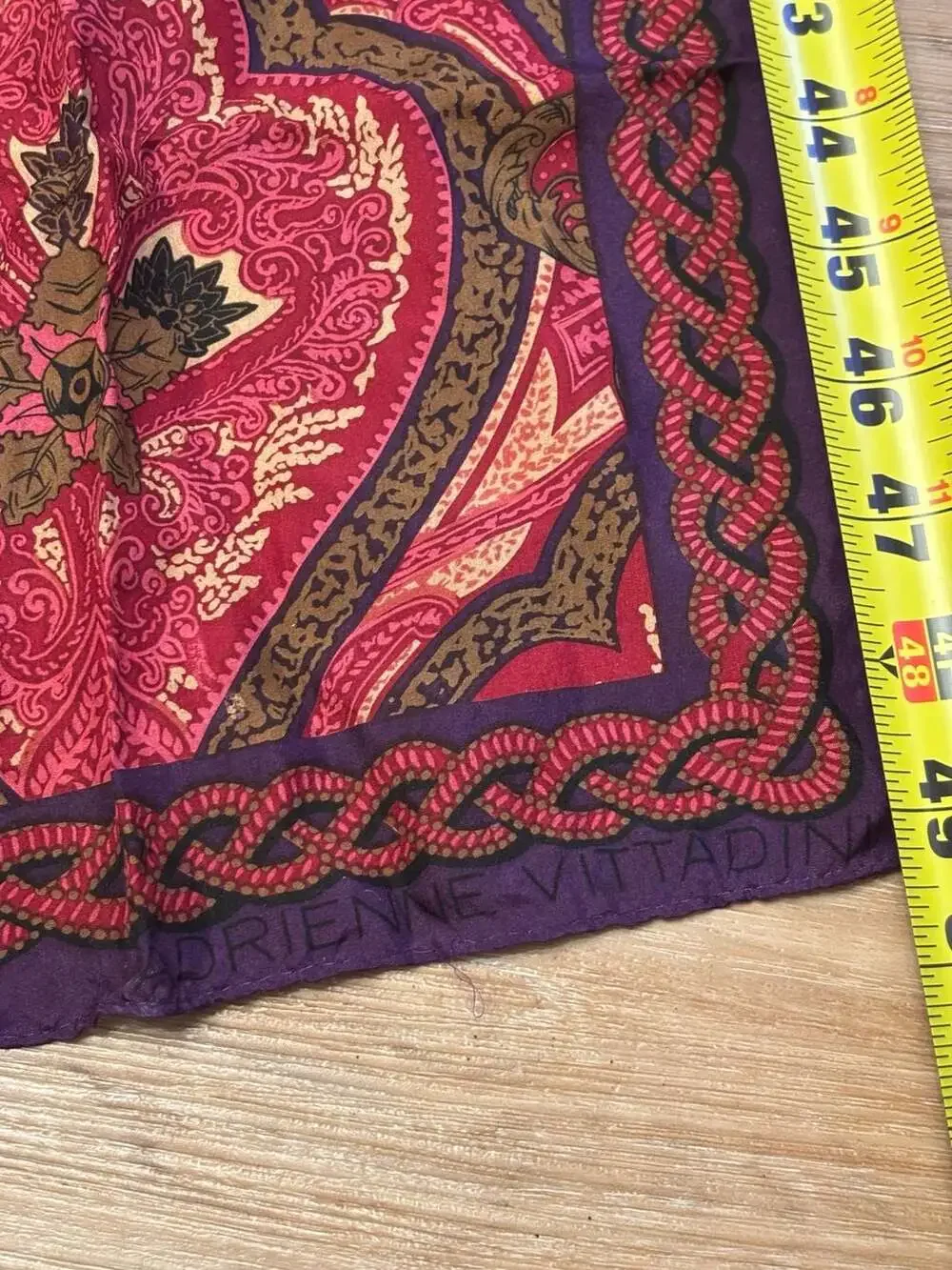 Adrienne Vittadini Vintage 100% Silk Purple and Pink Paisley Long Scarf